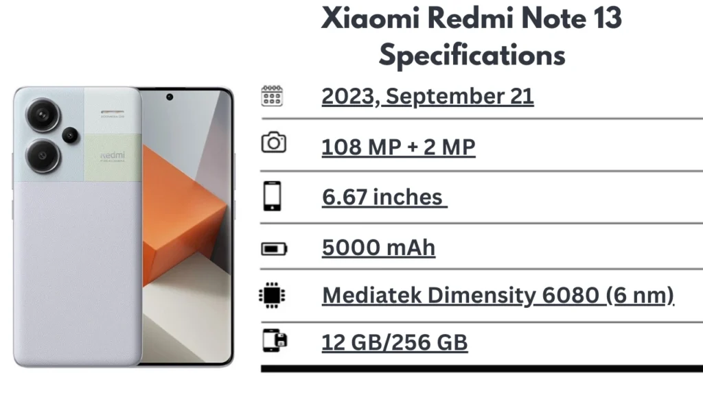 Xiaomi Redmi Note 13, Specifications